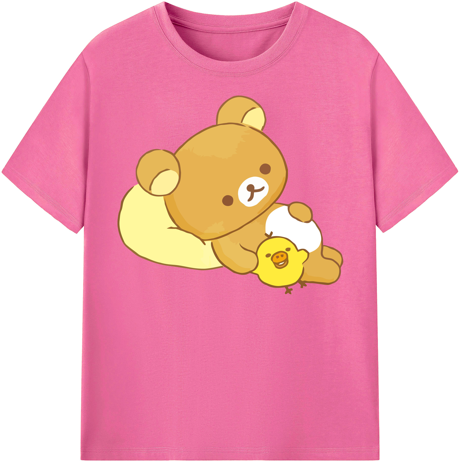 （画像用） リラックマ リラックマ キイロイトリ Rilakkuma Korilakkuma Kiiroitori レディースカジュアルプリントTシャツ（綿100％）